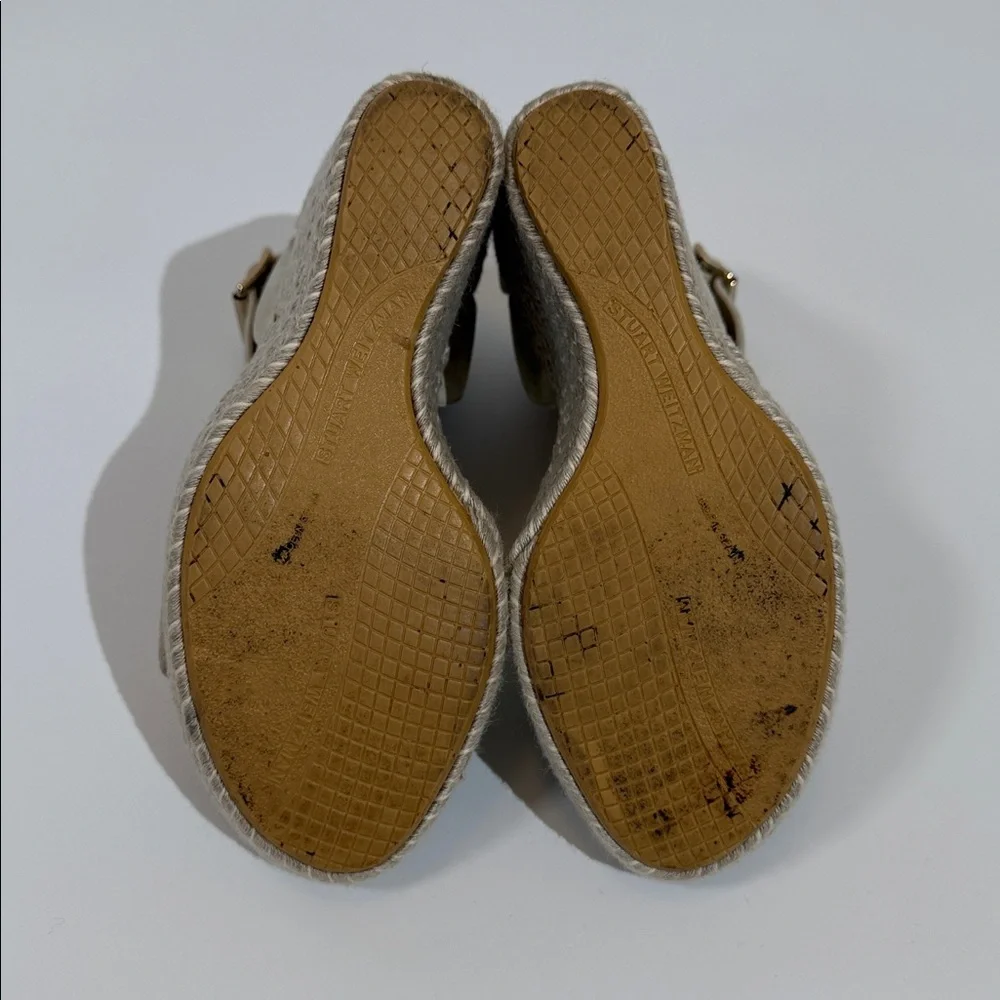 Stuart Weitzman Mostly Platform Wedge Sandal Size 6 Gold Espadrille